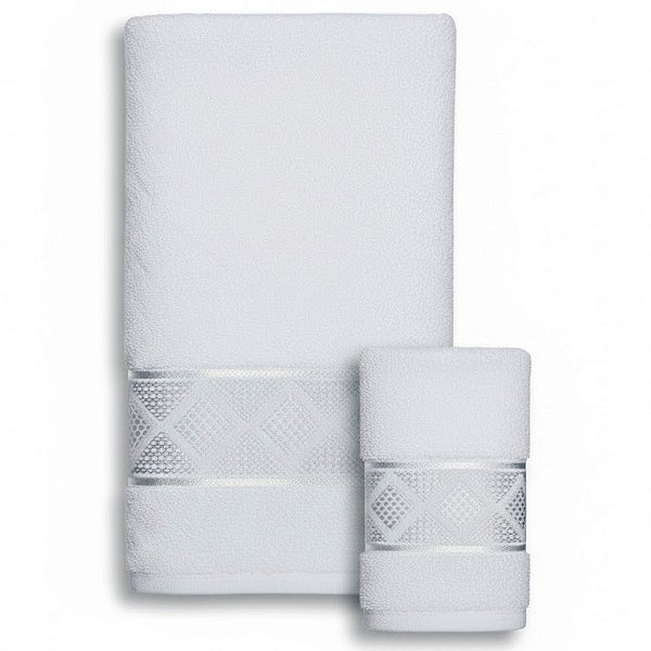 Kit Toalha Capri 100% Algodão | Banho e Rosto Branca Luxo