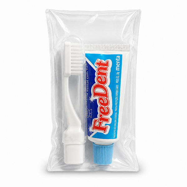 100 Kits Dental Viagem Completo com Creme Freedent e Escova Trip