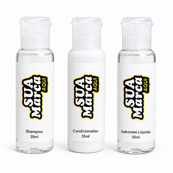 50 Kits Personalizado Wegreen – Shampoo, Condicionador e Sabonete Líquido 35ml com a Sua Marca