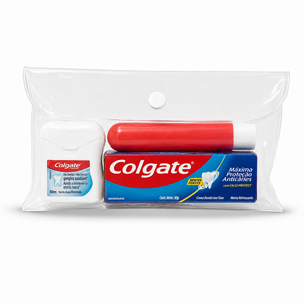 Kit Higiene Viagem Wegreen Completo | Escova Pocket + Creme Dental Colgate + Fio Dental Colgate
