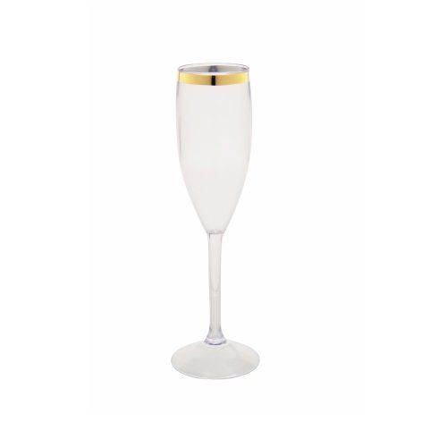 Taça de Champagne Transparente Com Borda Dourada 180ML