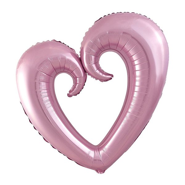 Balão Metalizado 32" - Coração Vazado Rosa Claro