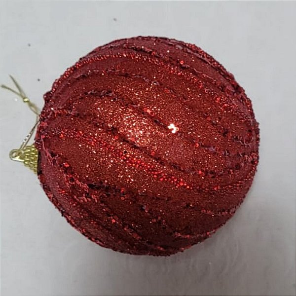BOLA DECORADA VERMELHA 8CM C/3