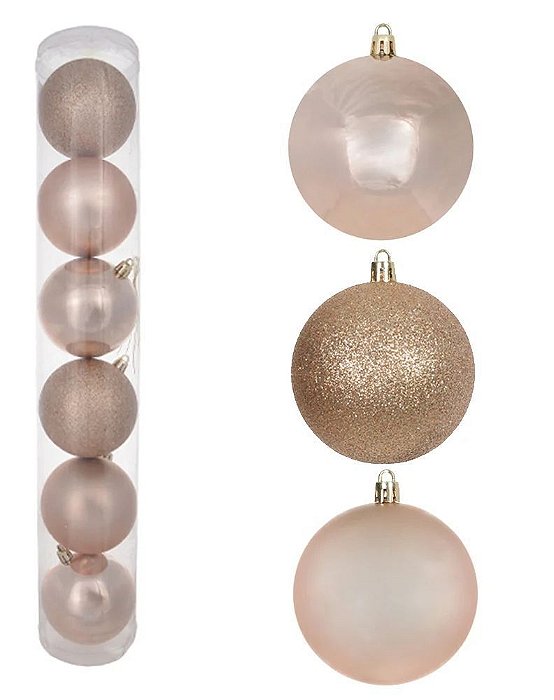 BOLA NATAL EM TUBO MISTA C/12 UND (CHAMPANHE) 6cm (FLORARTE) Vol. 18