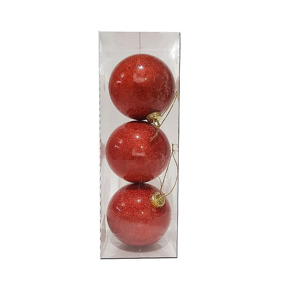 KIT DE BOLA COM 3 PVC 8CM DECOR VERMELHO