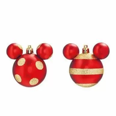 BOLA LISTRAS E POA C/GLITTER VRM/OUR 8cm (DISNEY) JG C/4 PC