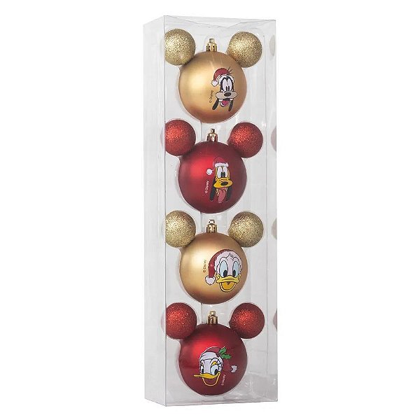 BOLA PATETA/PLUTO/DONALD DOURADO 8cm (DISNEY) JG C/4 PC