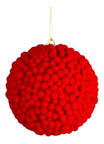 Bola Natalina Felpuda Vermelha 8cm C/3
