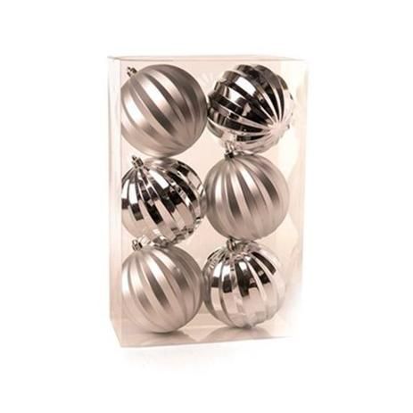 Bola Design Fosca e Brilhante Prata 8cm C/6