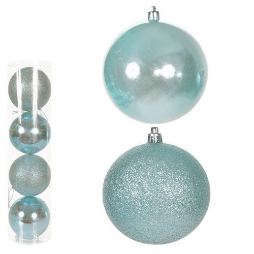 BOLA NATAL EM TUBO MISTA C/4 UND (AZUL CLARO) 10cm (FLORARTE) Vol. 18
