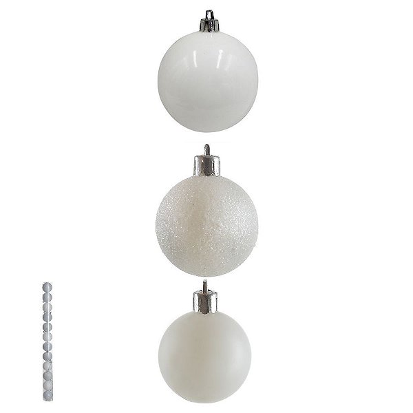 BOLA NATAL EM TUBO MISTA C/12 UND (BRANCO) 6cm (FLORARTE) Vol. 18