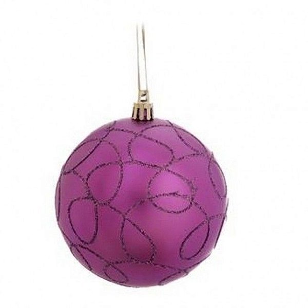 BOLA RABISCOS COM GLITTER LIL 6CM (BOLAS) JG C/6 PC