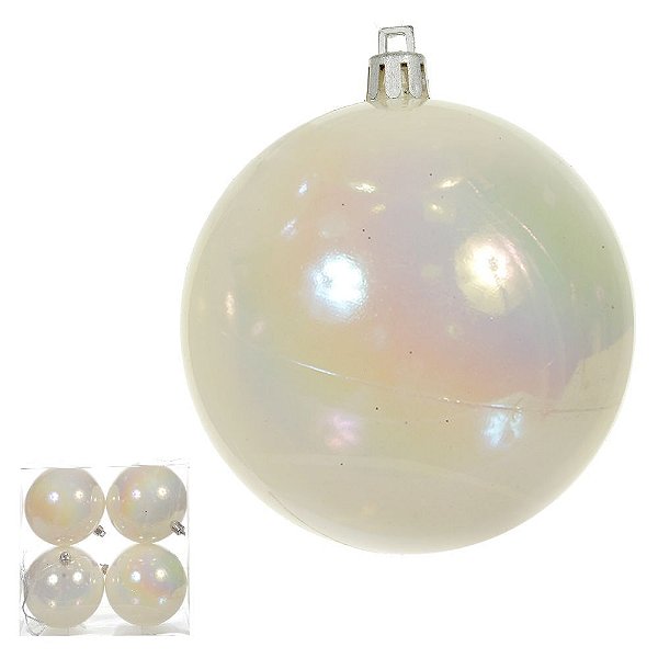 BOLA DECORADA NATAL C/4 UNID PVC (PEROLADO) 8cm (FLORARTE) Vol. 2 a 3