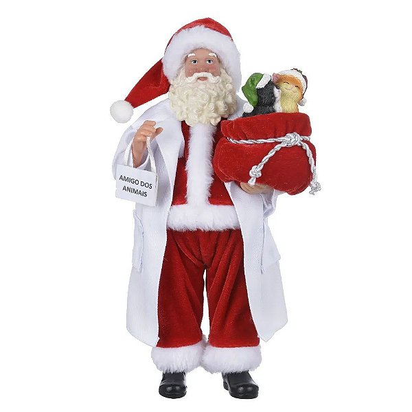RESINA NATAL PAPAI NOEL VETERINARIO (VERMELHO BRANCO) 27,55cm (FLORARTE) Vol. 15