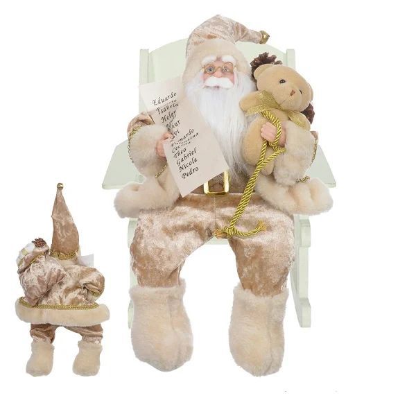 PAPAI NOEL NATAL EM PE CHAMPANHE 30cm (FLORARTE) Vol. 5,23