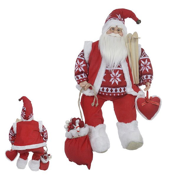 PAPAI NOEL NATAL SENTADO (VERMELHO BRANCO) 30cm (FLORARTE) Vol. 1