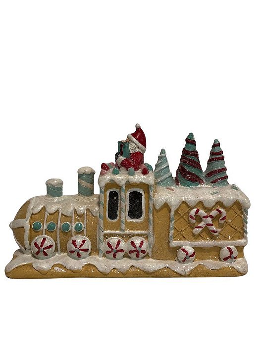 RESINA NATAL TREM GINGERBREAD (COLORIDO) 15X25,5cm (FLORARTE) Vol. 3