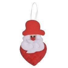 ENFEITE NATAL CORACAO PAPAI NOEL PENDURAR (VERMELHO) 13cm (FLORARTE) Vol. 2