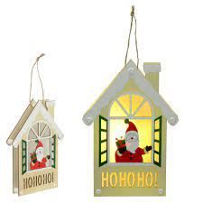NATAL PLACA DECORATIVA PAPAI NOEL C/LED  BEGE VERMELHO 15X21cm (FLORARTE) Vol. 6