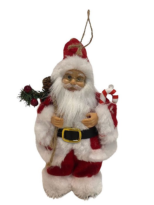 ENFEITE NATAL PAPAI NOEL PENDURAR VERMELHO BRANCO 20cm (FLORARTE) Vol. 3