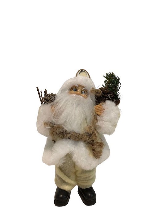 ENFEITE NATAL PAPAI NOEL PENDURAR BEGE 20cm (FLORARTE) Vol. 3