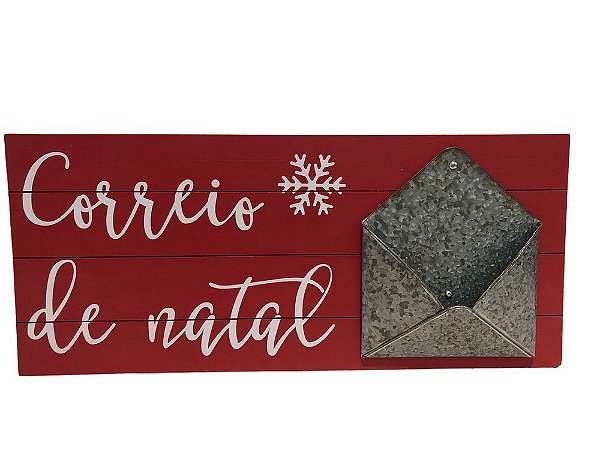 PLACA DECORATIVA CORREIO DE NATAL (VERMELHO) 26X60cm (FLORARTE) Vol. 1