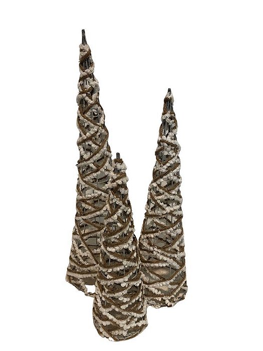 NATAL ARVORE CONE DECORATIVA C/2 (CHAMPANHE BRANCO) 60cm (FLORARTE) Vol. 5