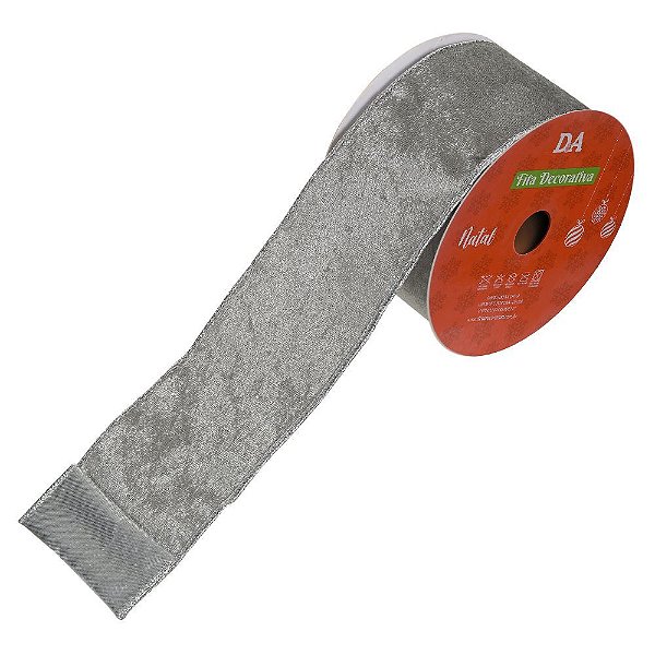 FITA VELUDO DUPLA FACE C/COSTURA (PRATA) 6,3cmX9,14m (FLORARTE) Vol. 14