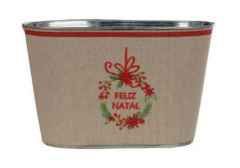 NATAL VASO DECOR METAL (BEGE VERMELHO) 13X11,5X20,5cm (FLORARTE) Vol. 5