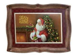 BANDEJA PLT PAPAI NOEL COLORIDO 43X32X2cm (FLORARTE) Vol. 8