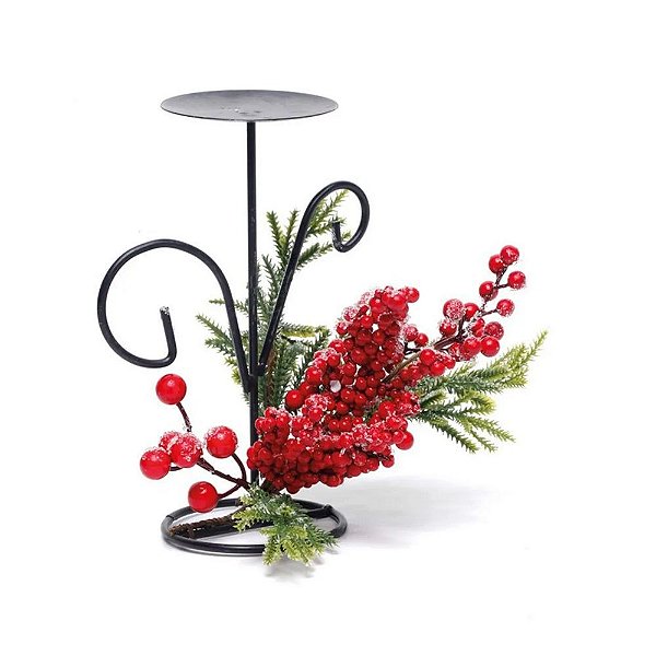 PORTA VELA FOLHAS E FRUTAS VRD/VRM 26CM (ARRANJOS MESA) C/1 UN