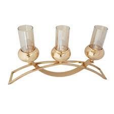CANDELABRO DOURADO x3 22cm