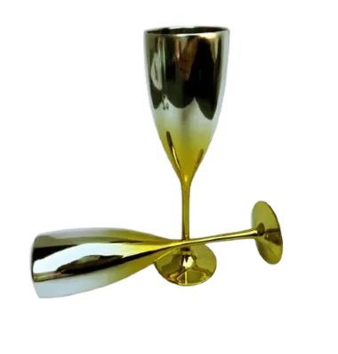 TAÇA DE CHAMPAGNE 180 ML  METALIZADO DEGRADE - OURO