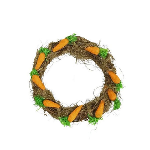 Guirlanda de Páscoa com Cenoura – 25x25cm (Marrom/Laranja)