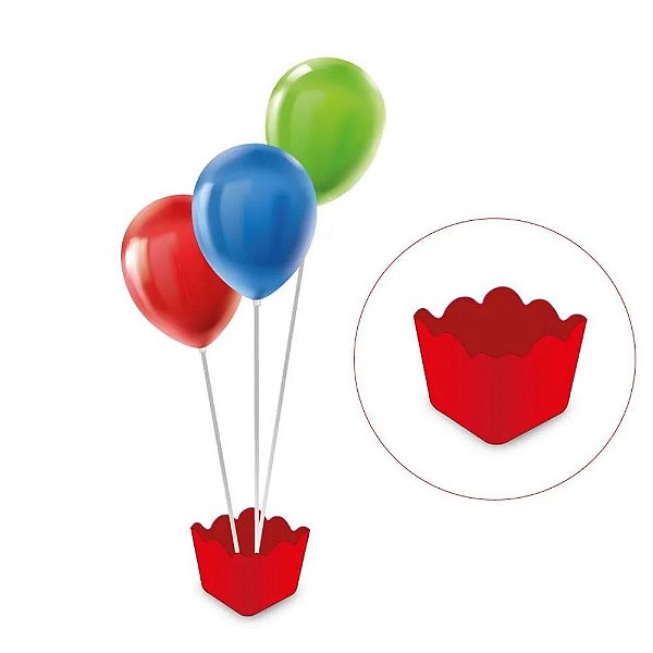 SUPORTE P/ BALOES CACHEPOT C/ 3 HASTES - VERMELHO