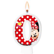 VELA NUMERAL RED MINNIE NUMERO 0 01 UN.