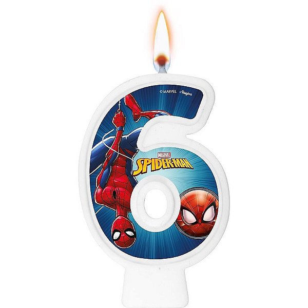Vela Numeral Homem-Aranha Número 6