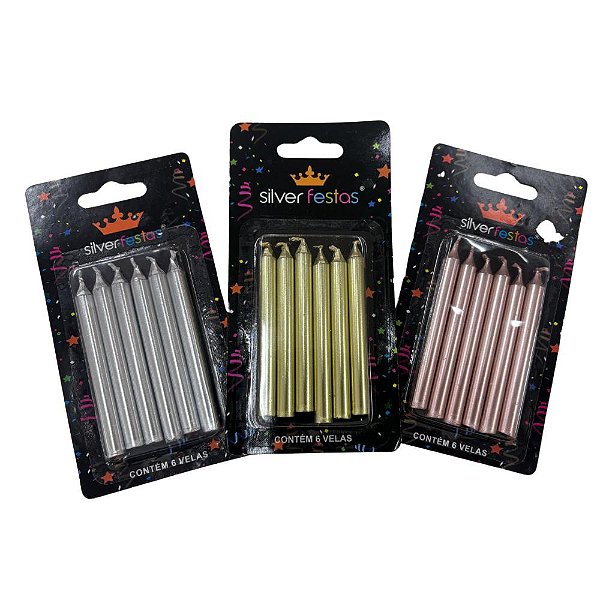 VELA PALITO SILVER FESTA 6 unidades