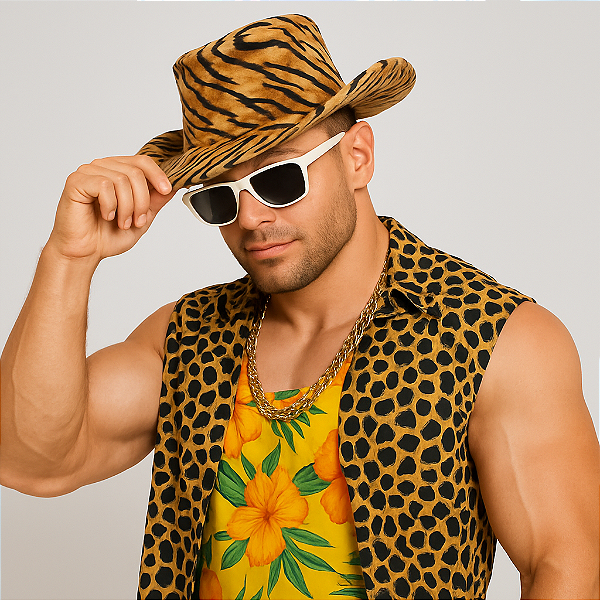 Chapéu Cowboy Aveludado Estampa de Tigre - 1 unidade