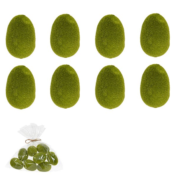 PASCOA ENFEITE OVO C/8 UND (VERDE) 6cm