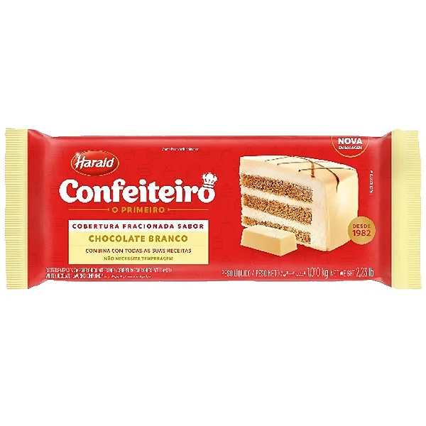 COBERTURA HARALD CONFEITEIRO FRACIONADA SABOR CHOCOLATE BRANCO  1,010kg