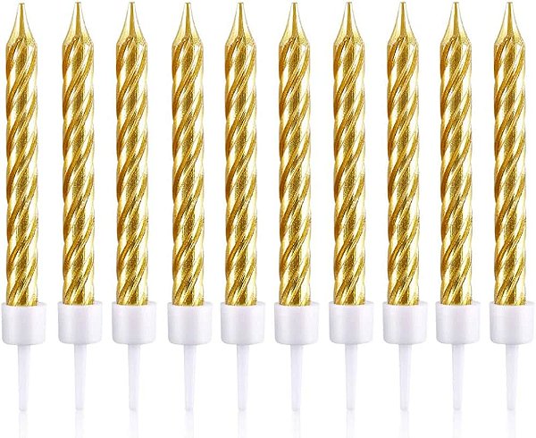 VELA PALITO ESPIRAL METALIZADA C/10 OURO