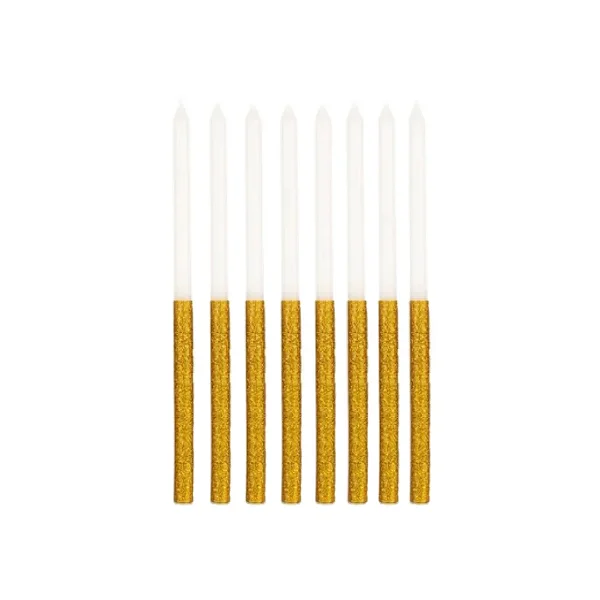 VELA PALITO METADE GLITTER C/6 DOURADO