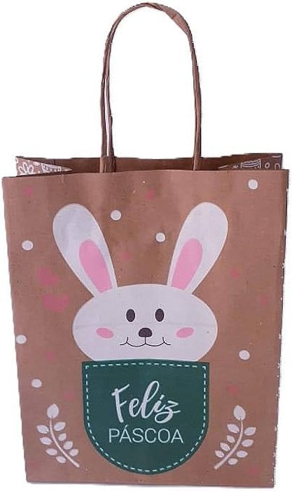 Sacola Kraft Natural – Páscoa Pocket - 7,5cm x 8,5cm x 21,5cm