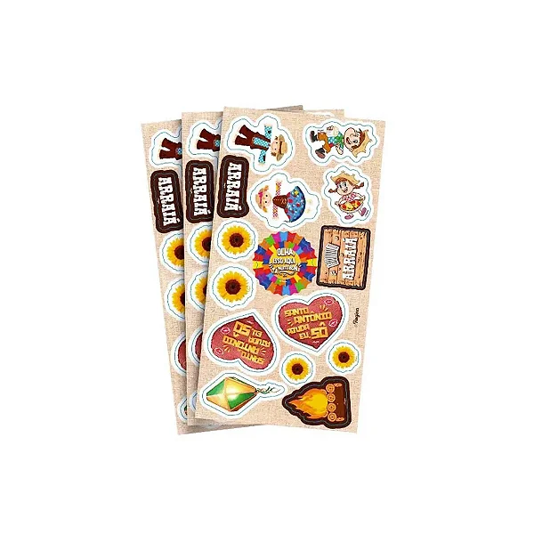 Adesivo Decorativo Diversos Arraiá – Cartela com 45 unidades