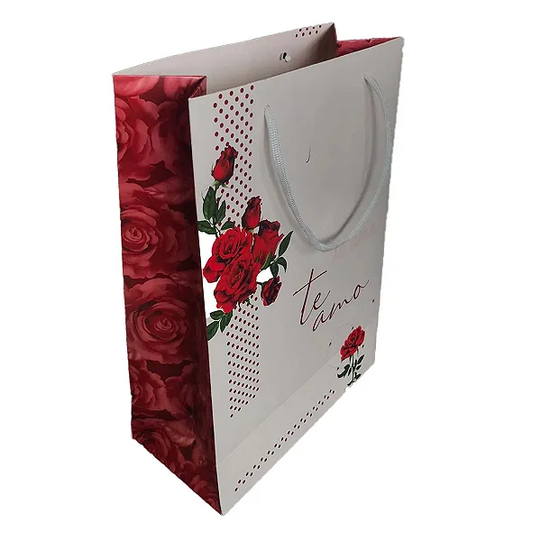 Sacola de Papel – EU TE AMO – Tamanho P (19x8x24cm) – 1 unidade