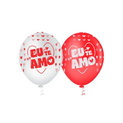 Balão Látex 10" – “Eu Te Amo” Sortido – Pic Pic – Pacote com 25 unidades