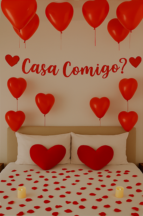 Faixa Decorativa “Casa Comigo” – Glitter Vermelho – 1 unidade