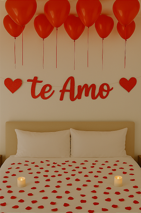 Faixa Decorativa “Te Amo” – Glitter Vermelho – 1 unidade