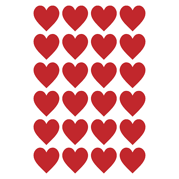 Cartela de Adesivos Coração – Vermelho – 24 unidades